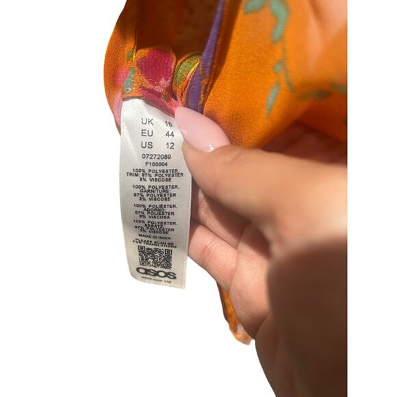 Asos orange fring tank with bow tie front size 12 - Picture 3 of 3